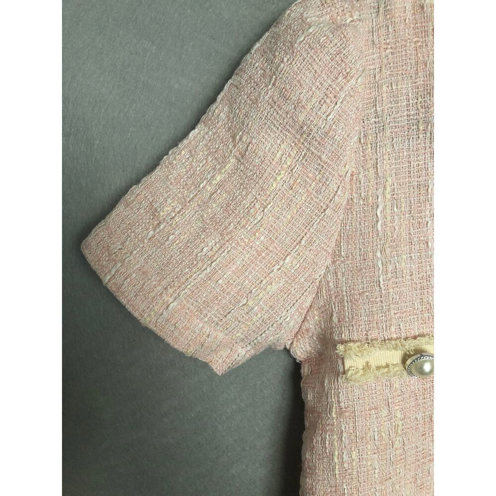 J.ING Tweed Dress Faux Button Front Pink Women's Size S/M NEW - Picture 5 of 7